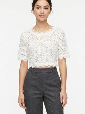 Windsor White Embroidered Lace  Crop Top